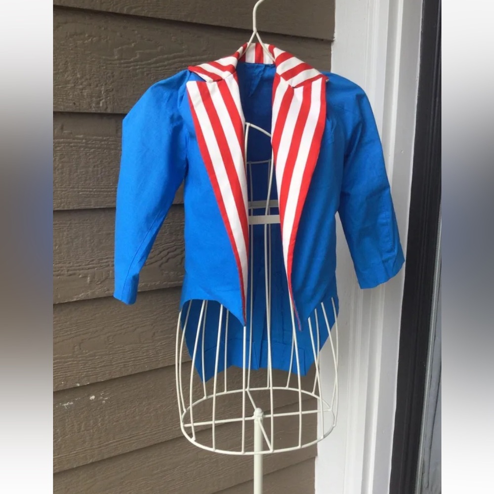 Vintage Children's Cotton Tuxedo Jacket - Blue with Red & white Accents